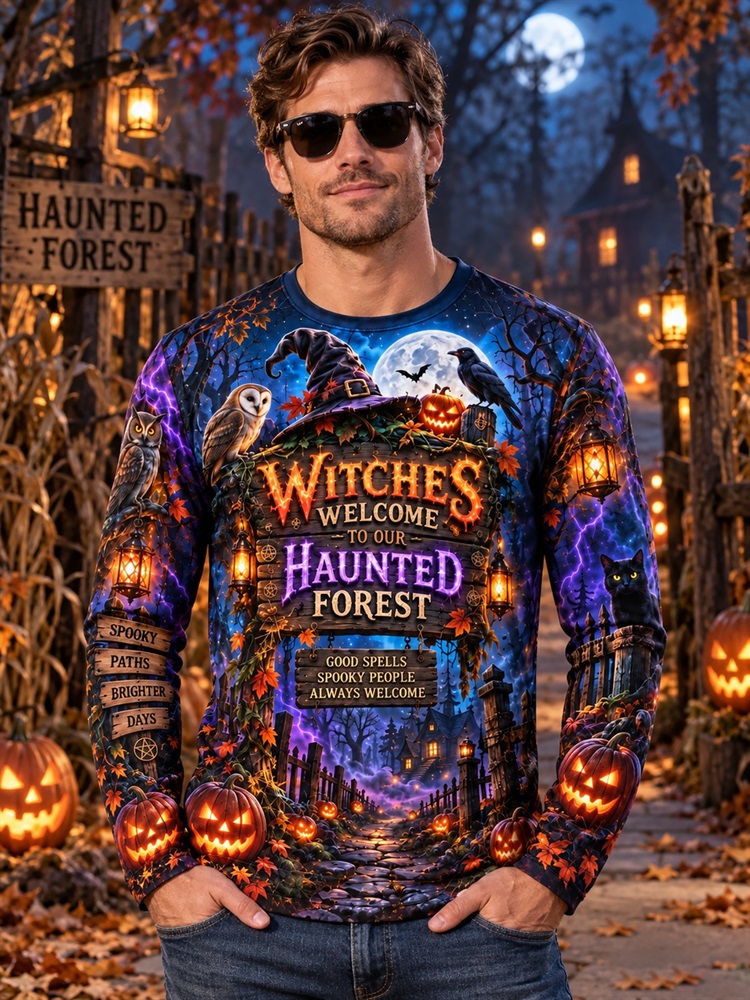 Pumpkin Lantern Halloween - Men's Halloween Witches Welcome Haunted Forest