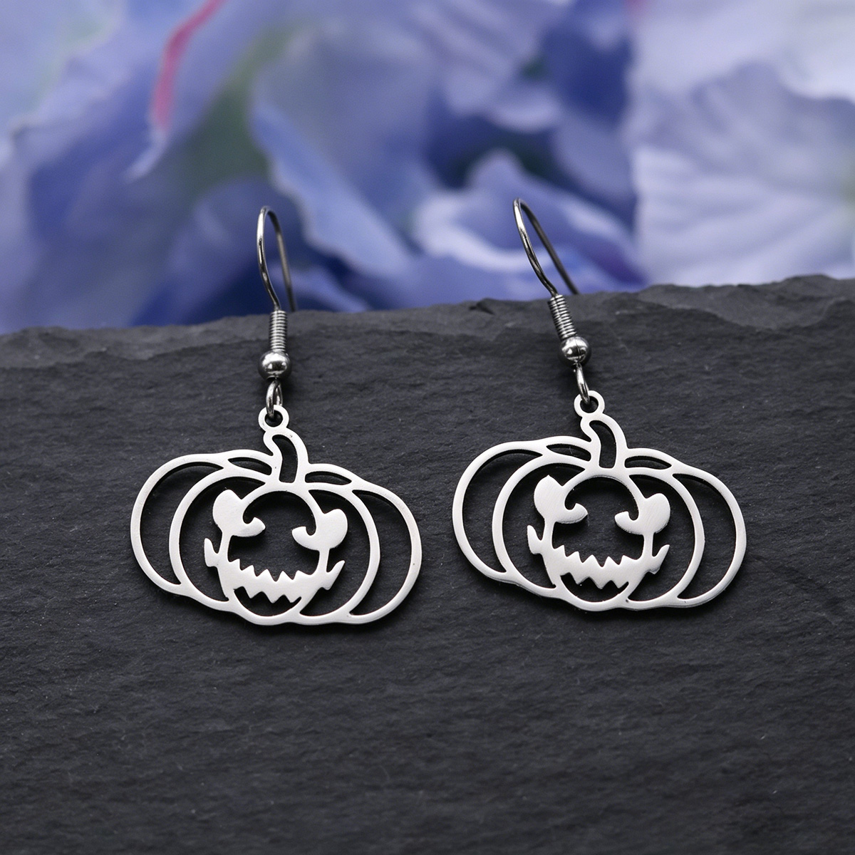 Pumpkin Lantern Halloween - Gothic Hollow Pumpkin Dangle Earrings Stainless