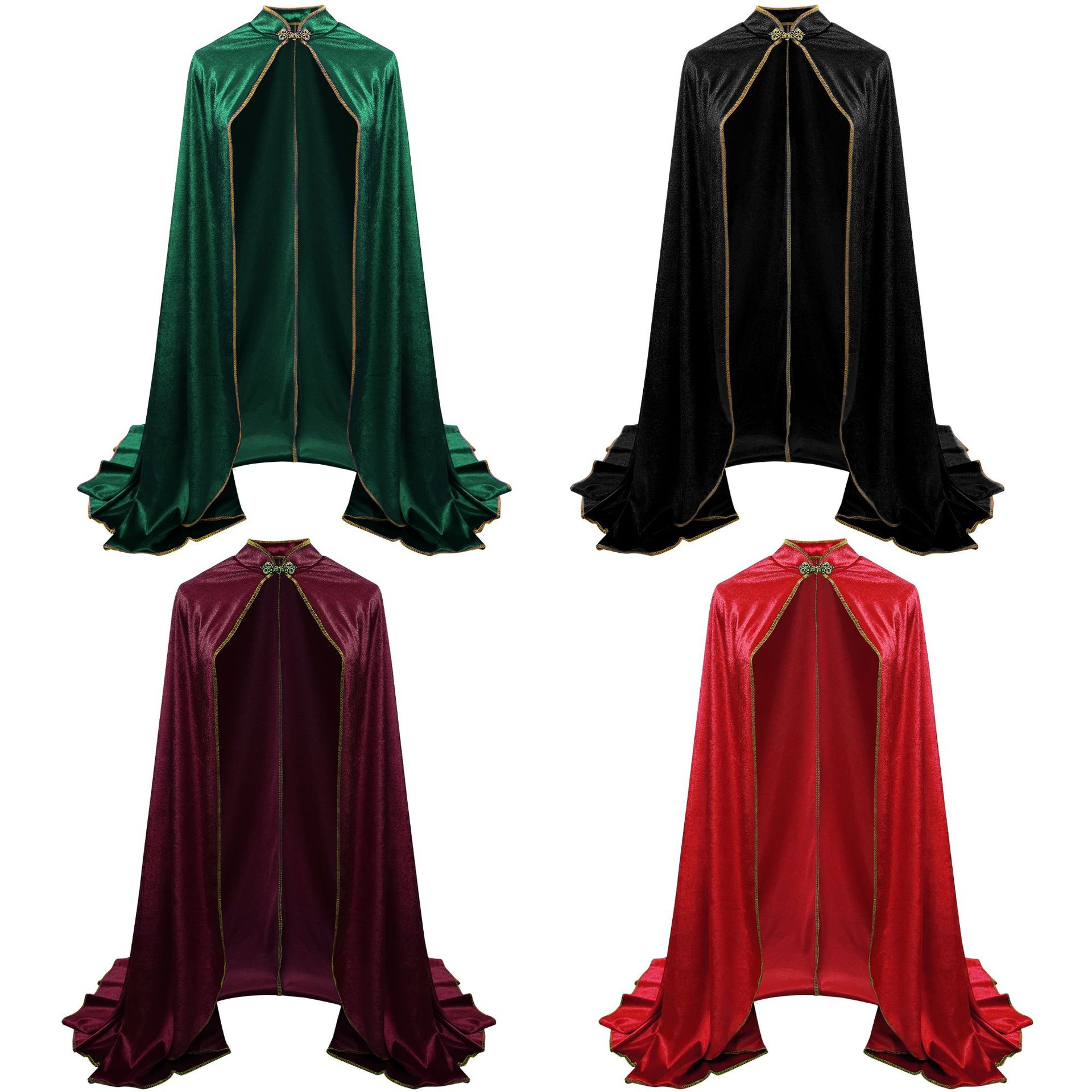 Halloween Costume Adult - Medieval Velvet Cape Adults Gold Trim