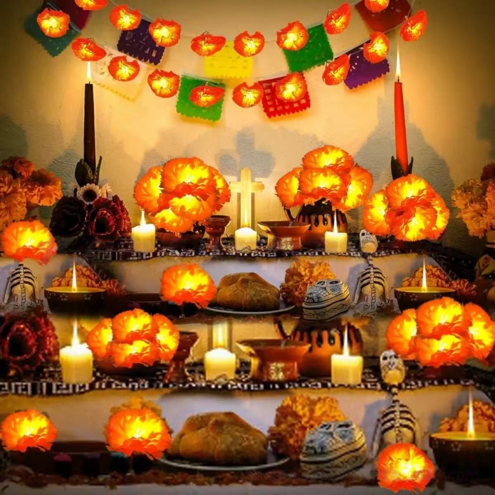 Marigold Flower LED String Lig - Halloween Led String Lights Orange 评论和价格