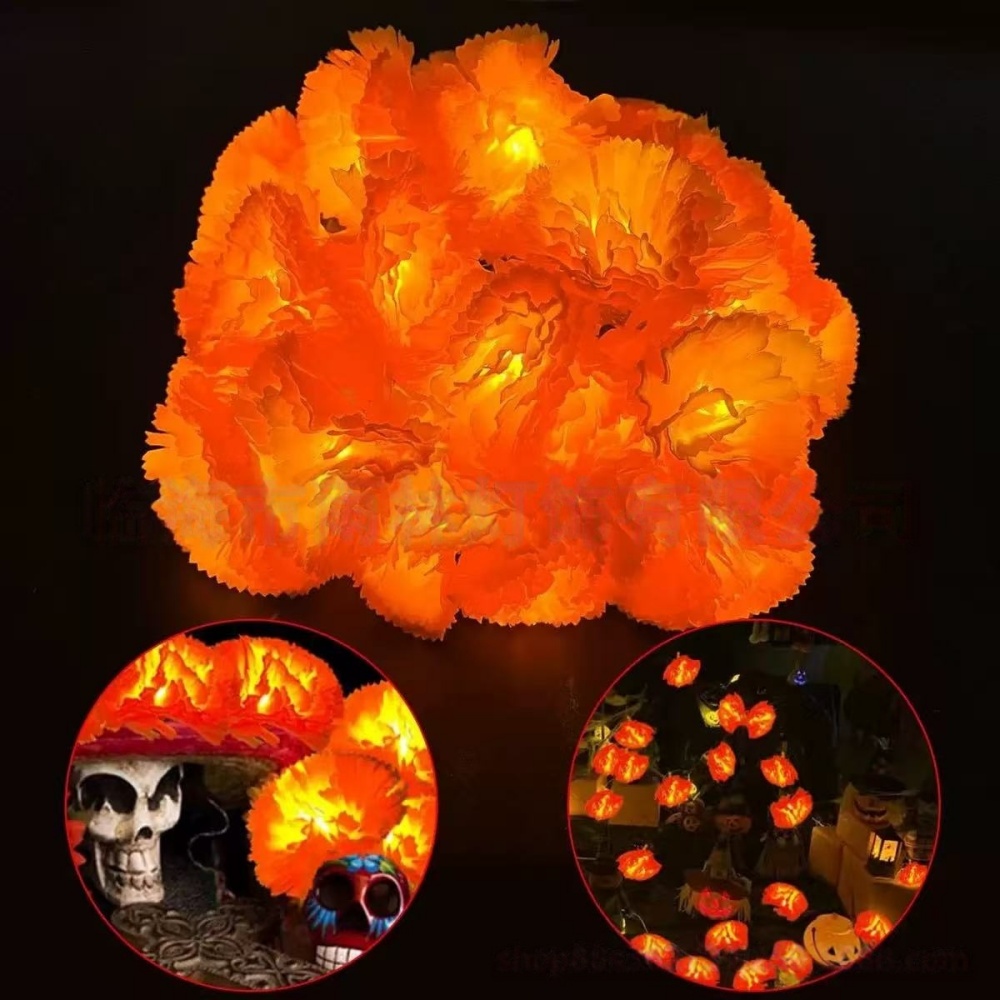 Marigold Flower LED String Lig - Halloween Led String Lights Orange 评论和价格