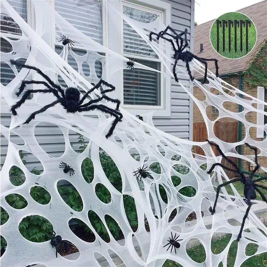 1x2m 1X4m 2x4m Fake Spider Web - Spider Web Halloween Decoration 评论和价格