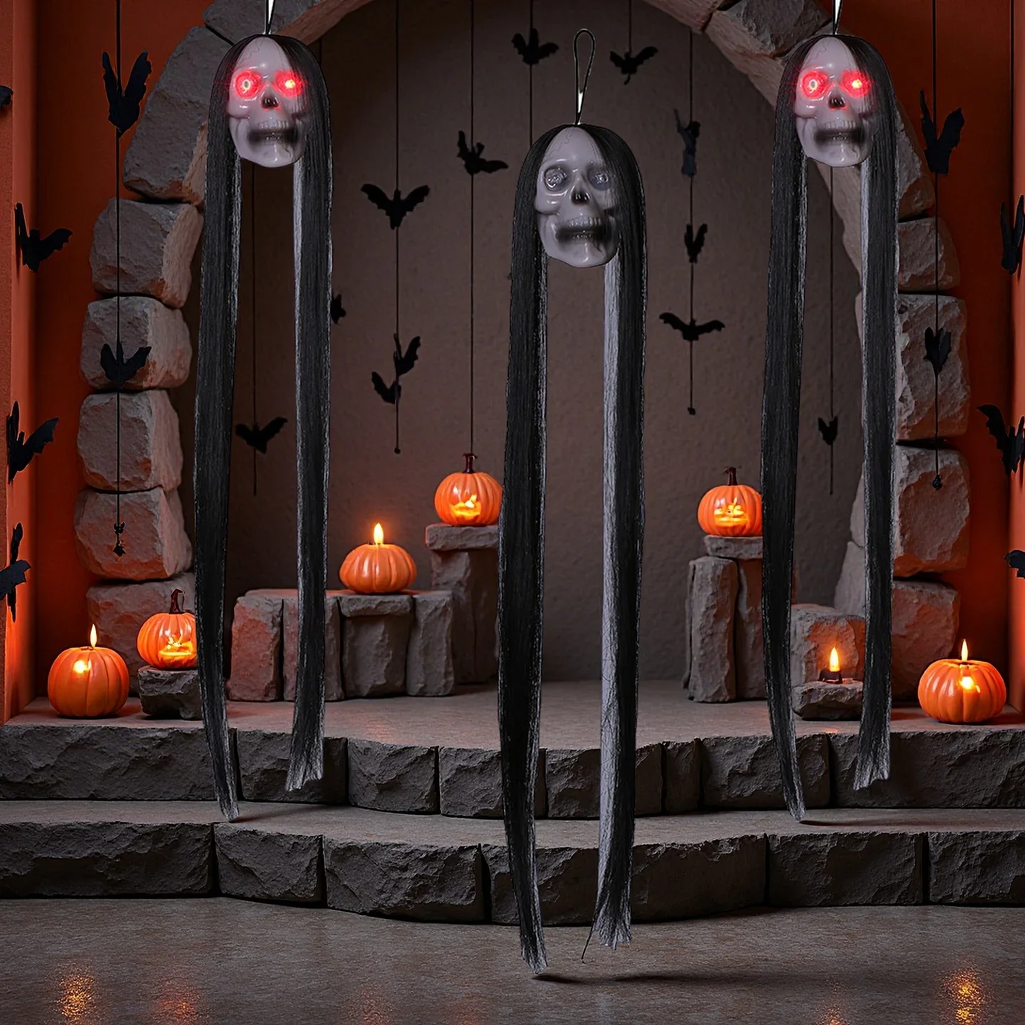 Halloween Hanging Ghost Skull  - Halloween Skeleton Decoration 评论和价格