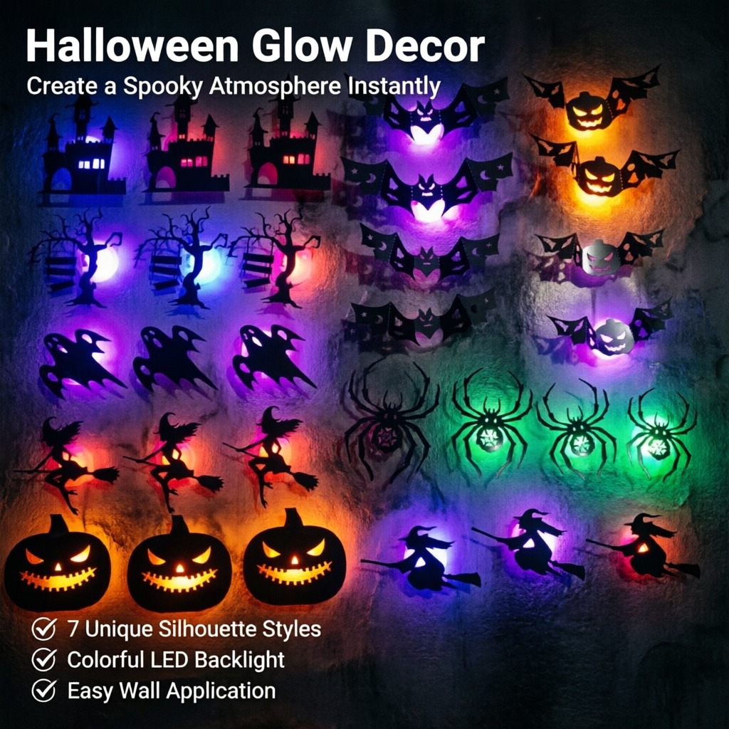8pcs/set LED Halloween Wall St - Halloween Pumpkin Decor Led 评论和价格