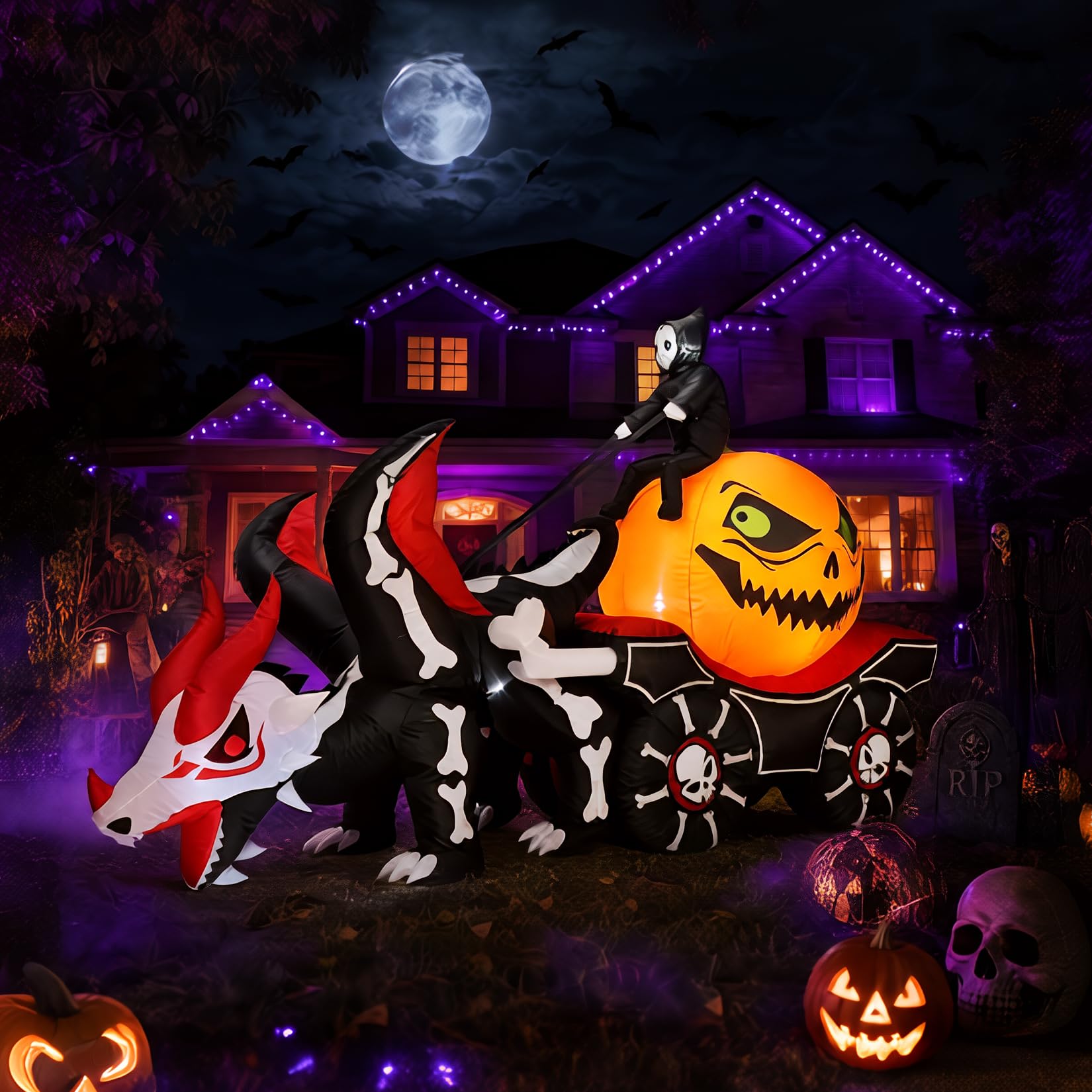 8.9FT Lighted Inflatable Hallo - Halloween Pumpkin Decor Led 评论和价格