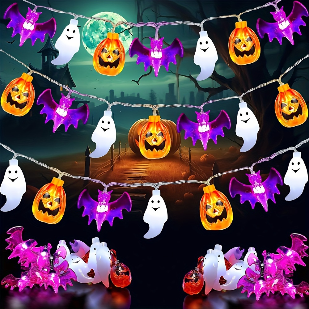 Cute Pumpkin Bat Ghost Hallowe - Halloween Led String Lights Orange 评论和价格