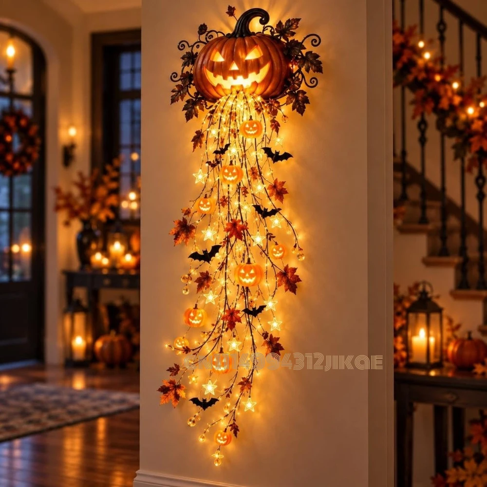 Elegant Halloween Cascade Wall - Halloween Led String Lights Orange 评论和价格