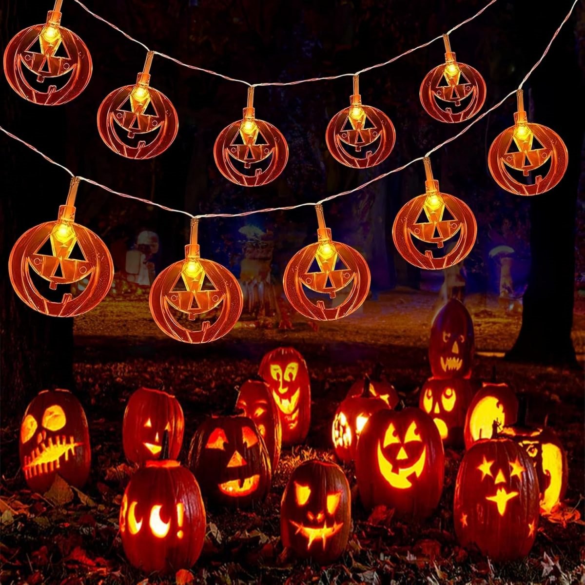 1pc 20LED Orange Flat Hollow H - Halloween Led String Lights Orange 评论和价格