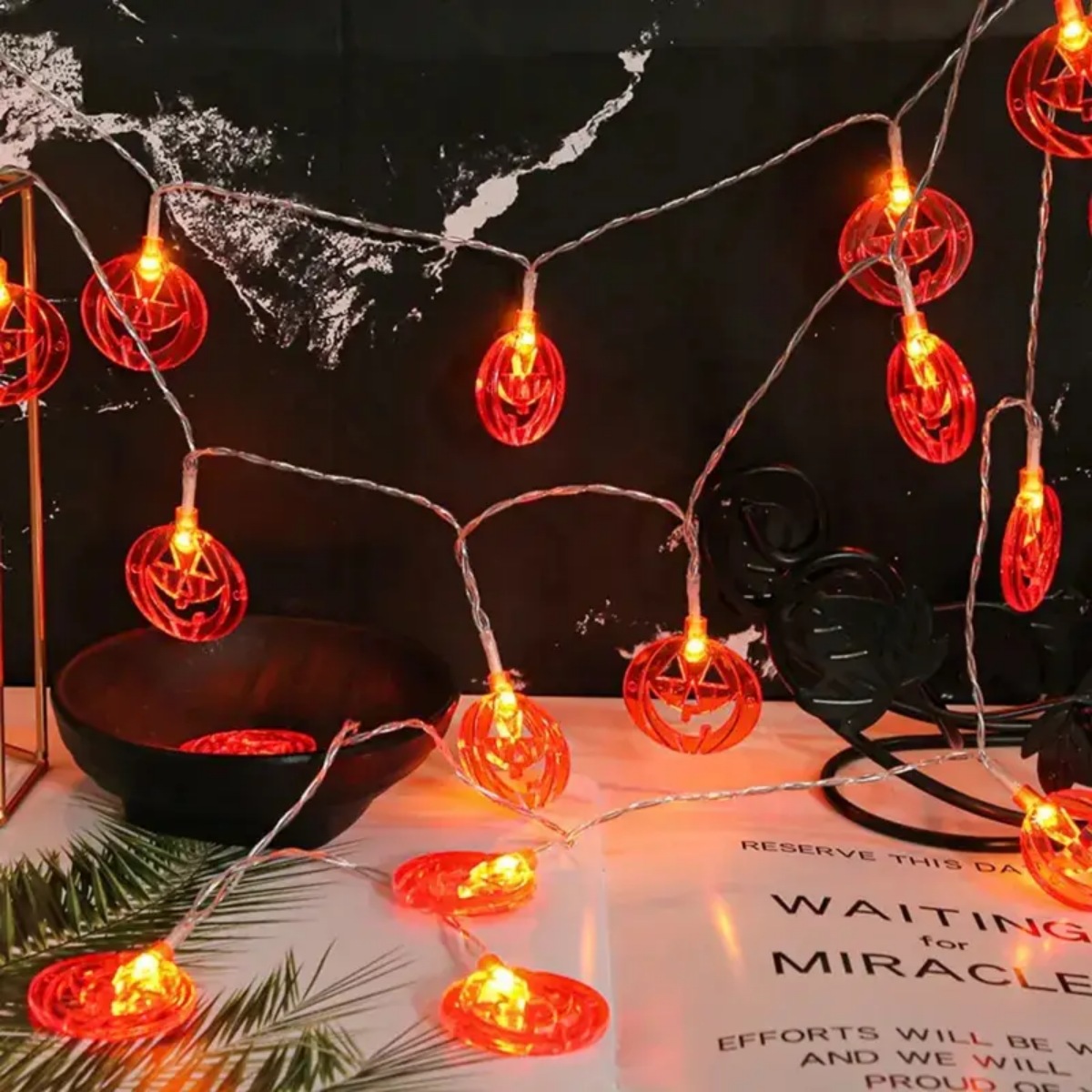 1pc 20LED Orange Flat Hollow H - Halloween Led String Lights Orange 评论和价格