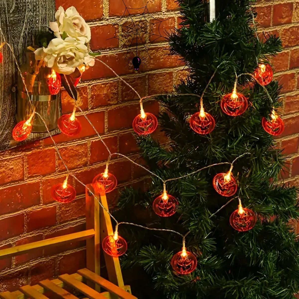 1pc 20LED Orange Flat Hollow H - Halloween Led String Lights Orange 评论和价格