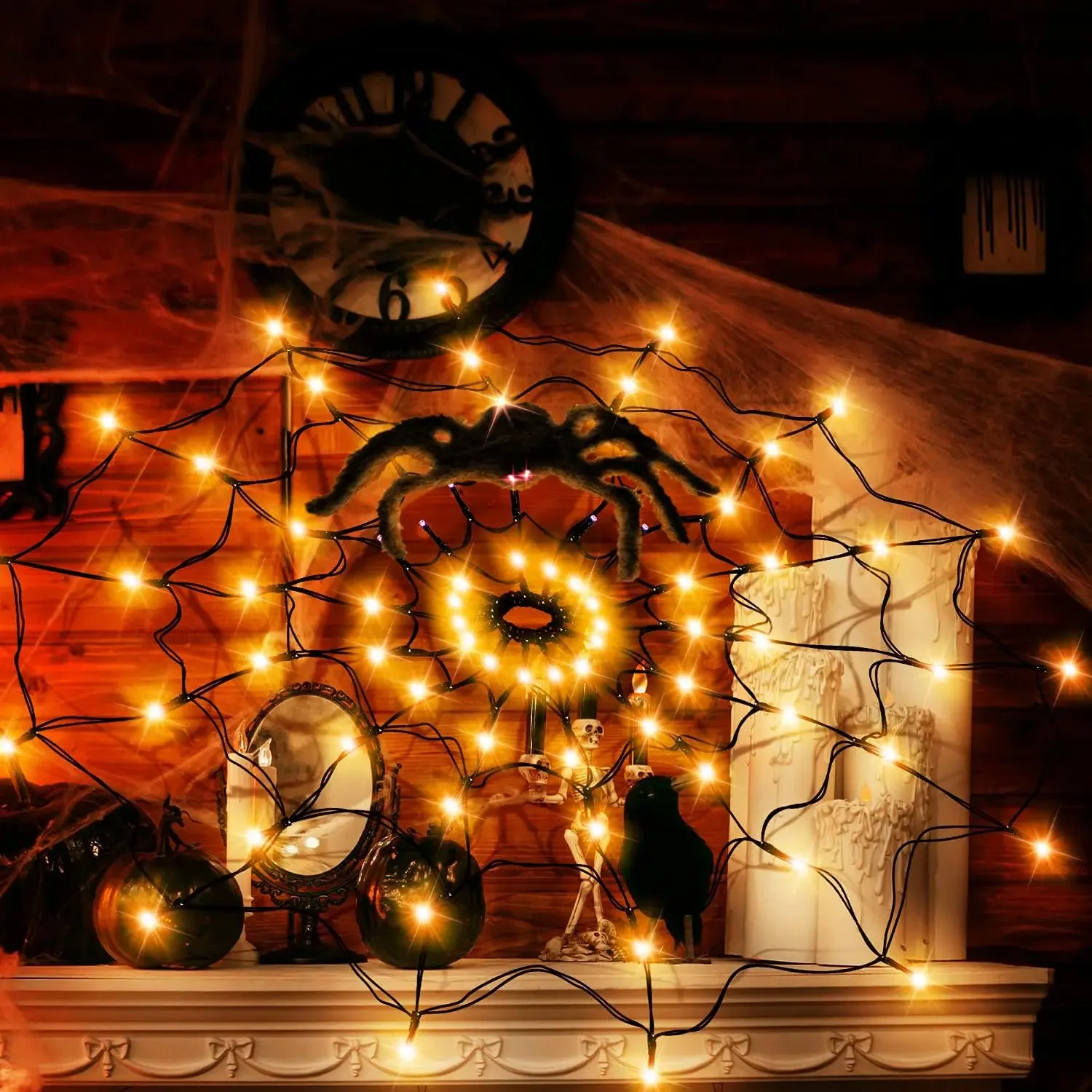 Halloween LED String Light Spi - Spider Web Halloween Decoration 评论和价格