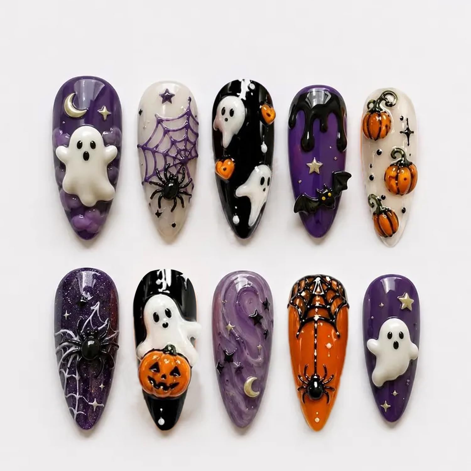 Halloween Press on Nails Hallo - Spider Web Halloween Decoration 评论和价格