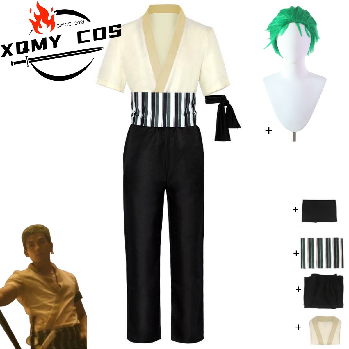 XqNew Anime Movie Roronoa Zoro - Halloween Costume Kids 评论和价格