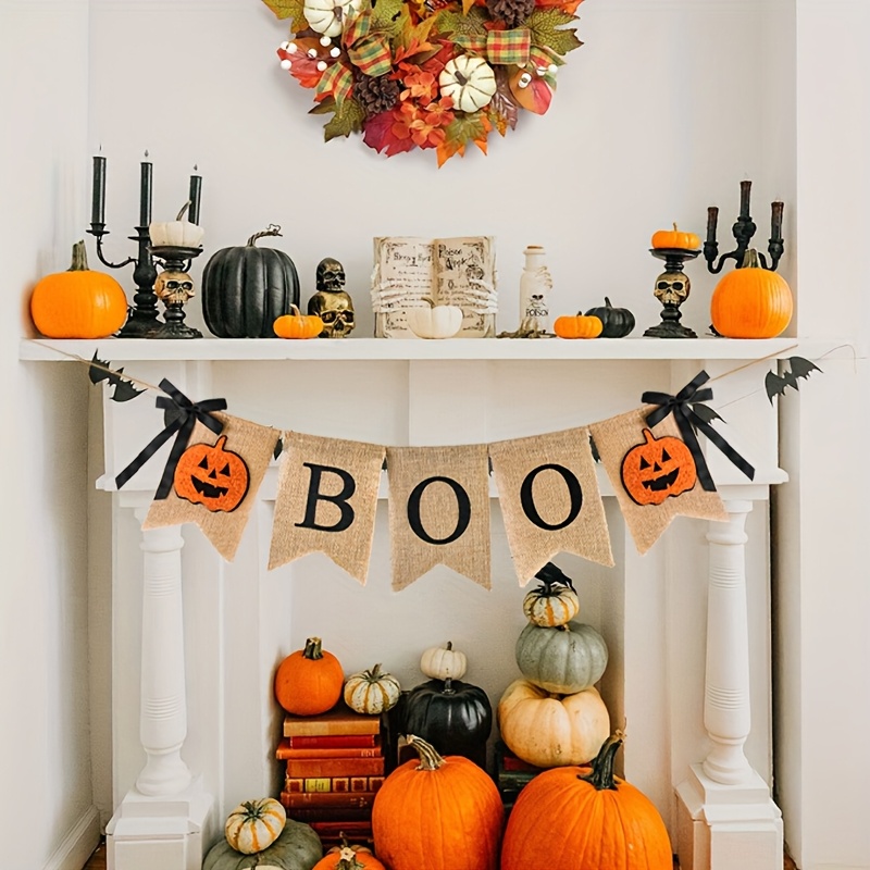 1 Set Rustic Halloween Banner  - Pumpkin Lantern Halloween 评论和价格