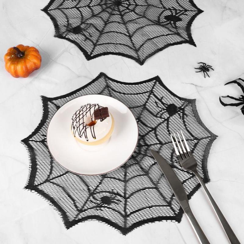 2/4Pcs Spider Web Black Lace T - Spider Web Halloween Decoration 评论和价格