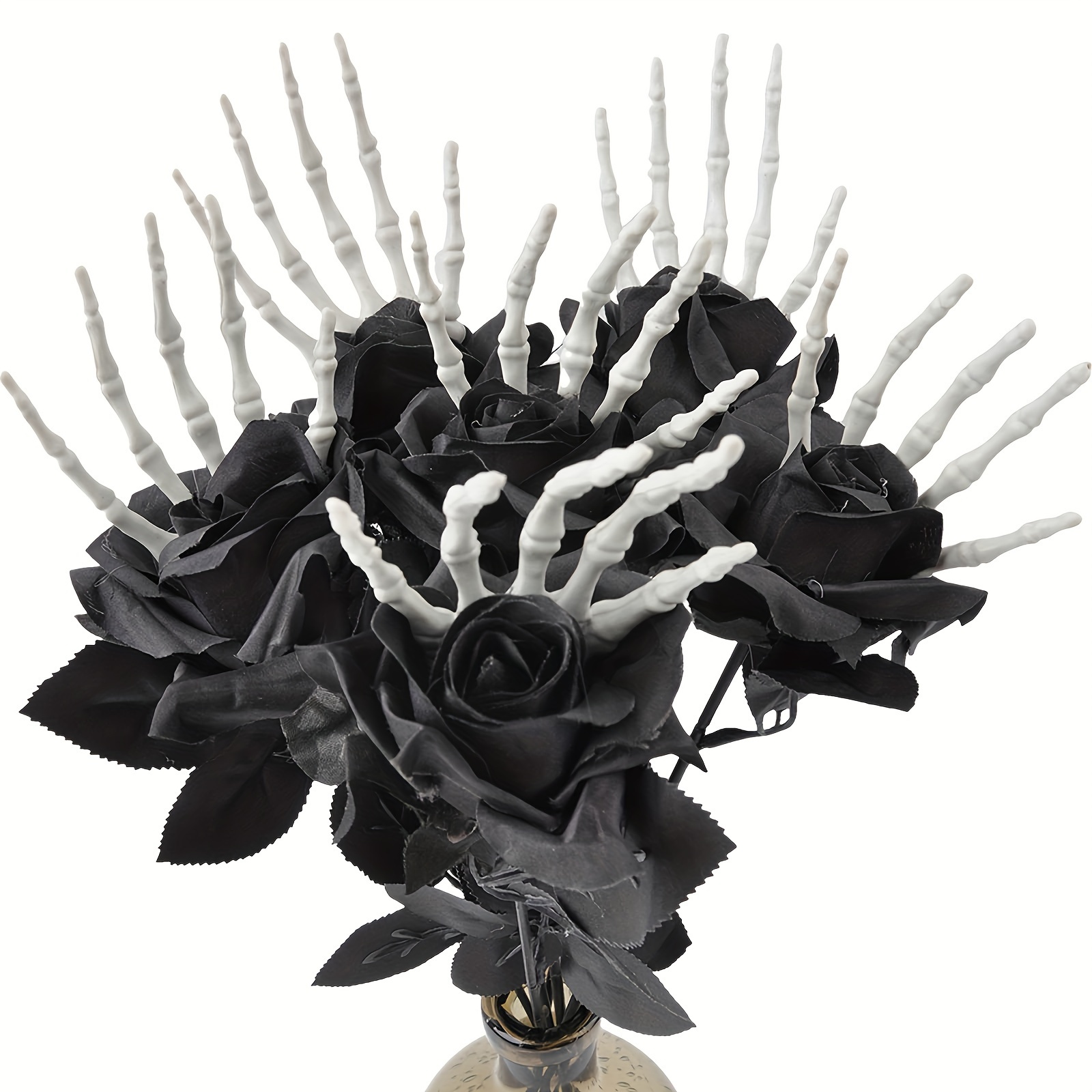 Plastic Black Artificial Roses - Halloween Skeleton Decoration 评论和价格