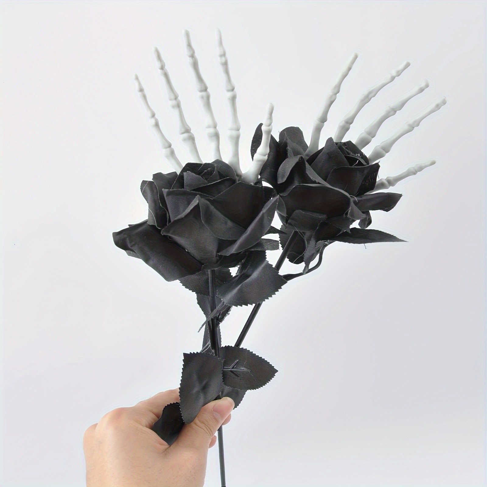 Plastic Black Artificial Roses - Halloween Skeleton Decoration 评论和价格